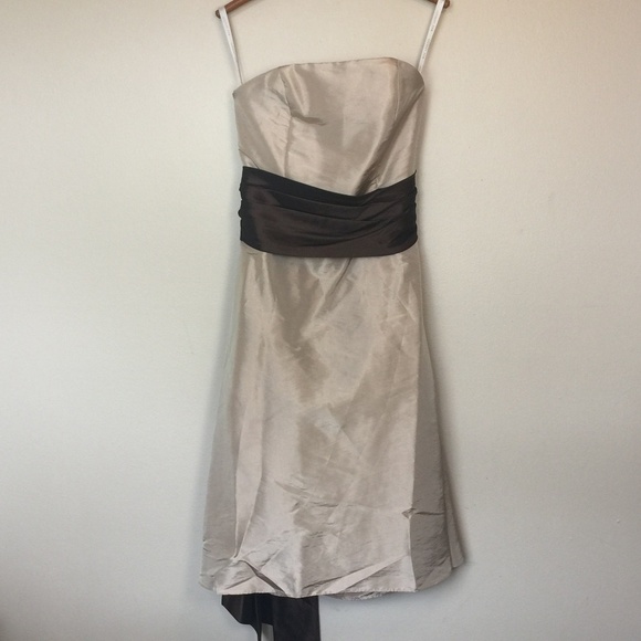 BILL LEVKOFF Champagne Brown Sash Bridesmaid Prom - Picture 1 of 8